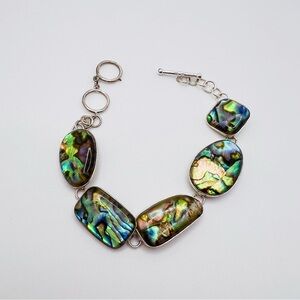 Sterling Silver Lucoral LUC 925 Abalone Chain Toggle Bracelet